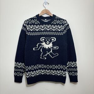 Vintage Grateful Dead Schott Knit Wool Crewneck Sweater Mens M Dancing Bear